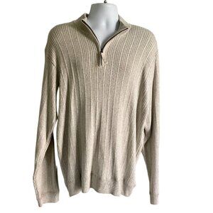 Chaps Denim Pull Over Cotton Sweater with Quarter Zipper Mens XL